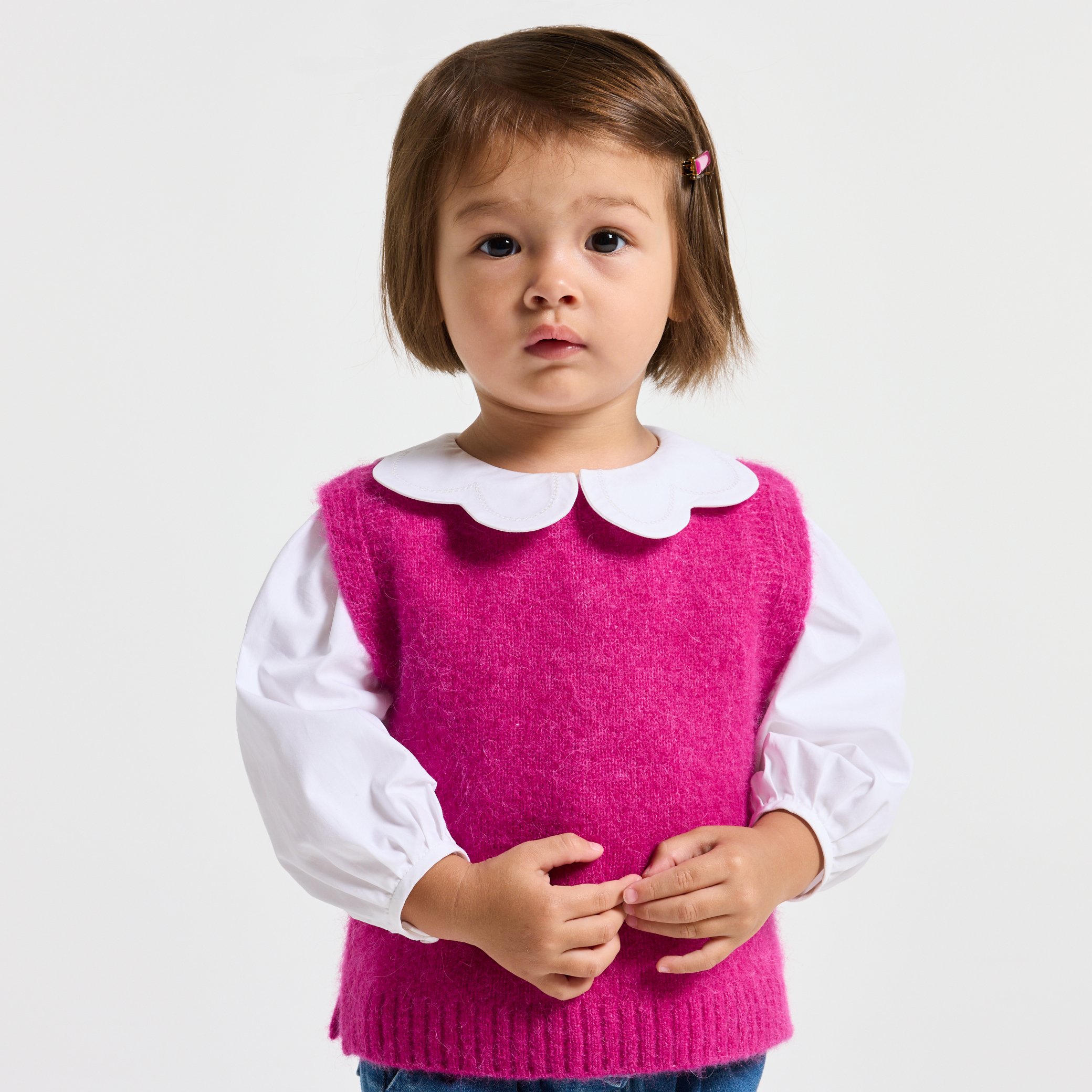 Jacadi - Camisola sem mangas de lã e alpaca bebé menina - ROXO