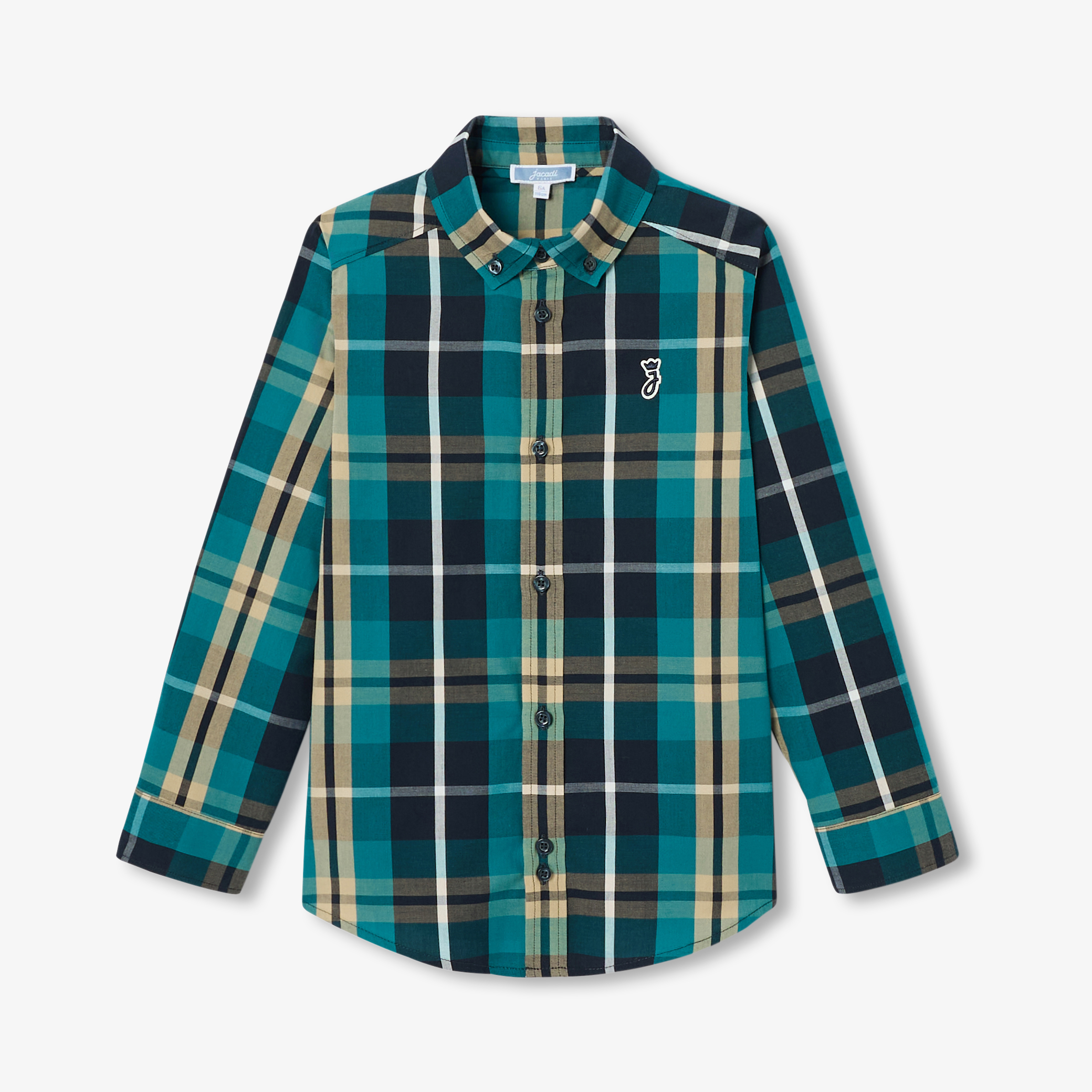 Jacadi - Camisa menino em popelina xadrez - TURQUESA/MULTICO