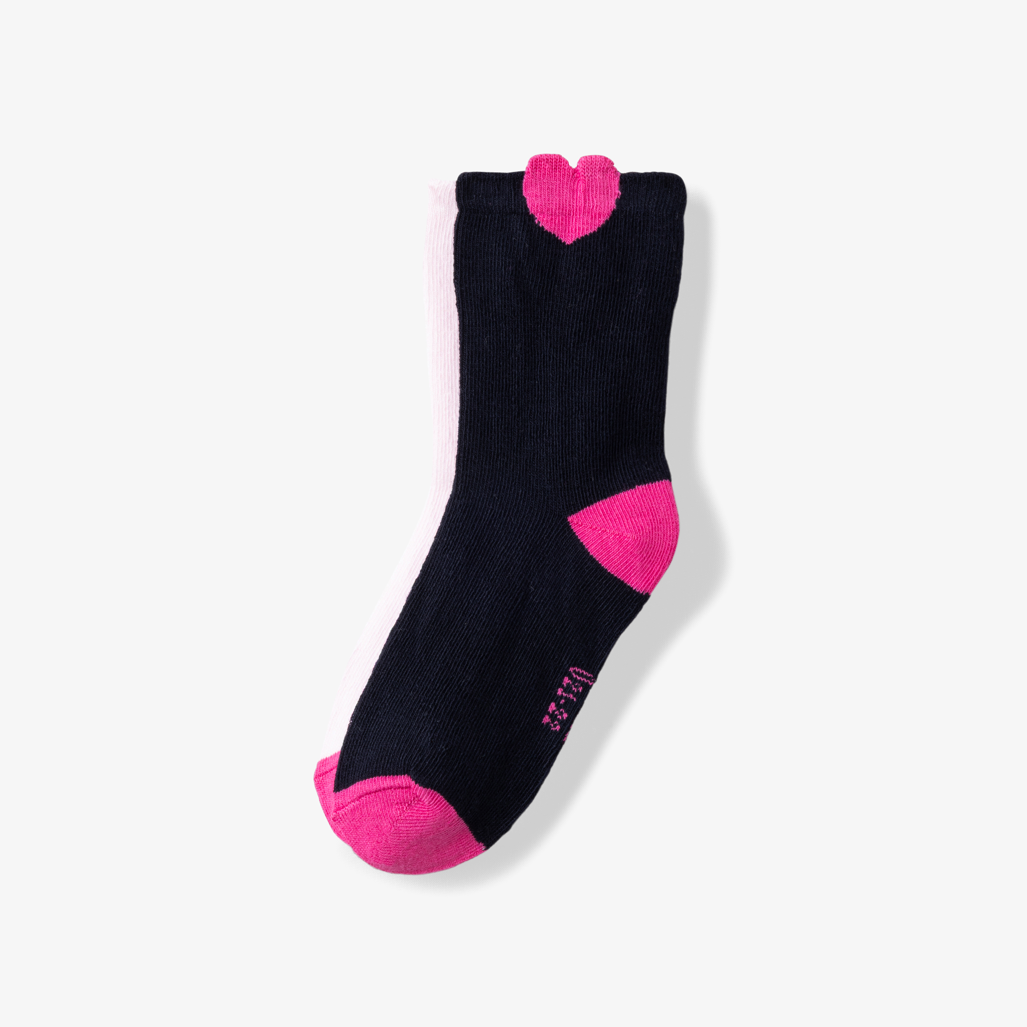 Jacadi - Duo de meias bebé menina com aba em forma de coração - MARINHO/ROSA