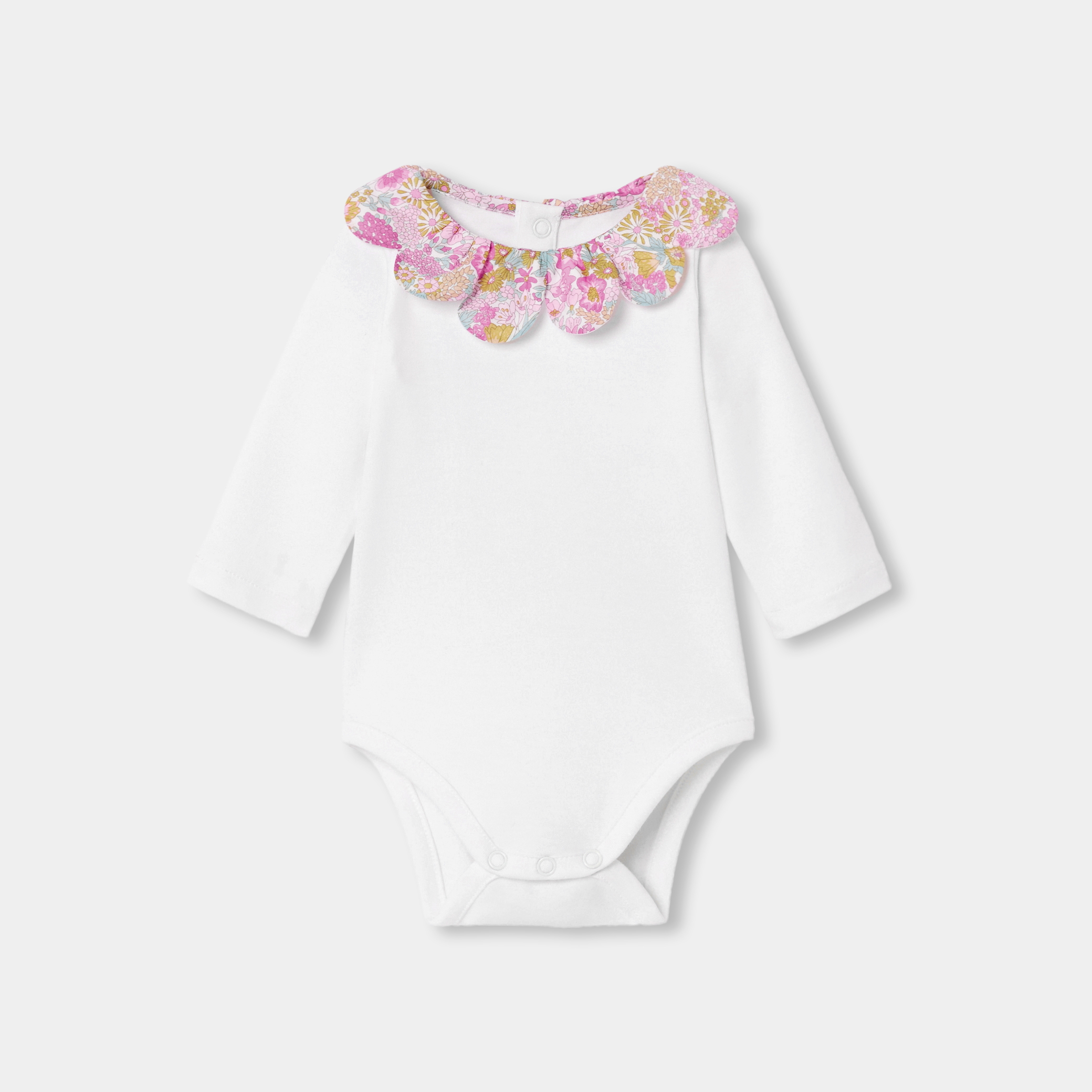 Jacadi - Body de manga comprida para bebé menina em algodão - BRANCO JACADI