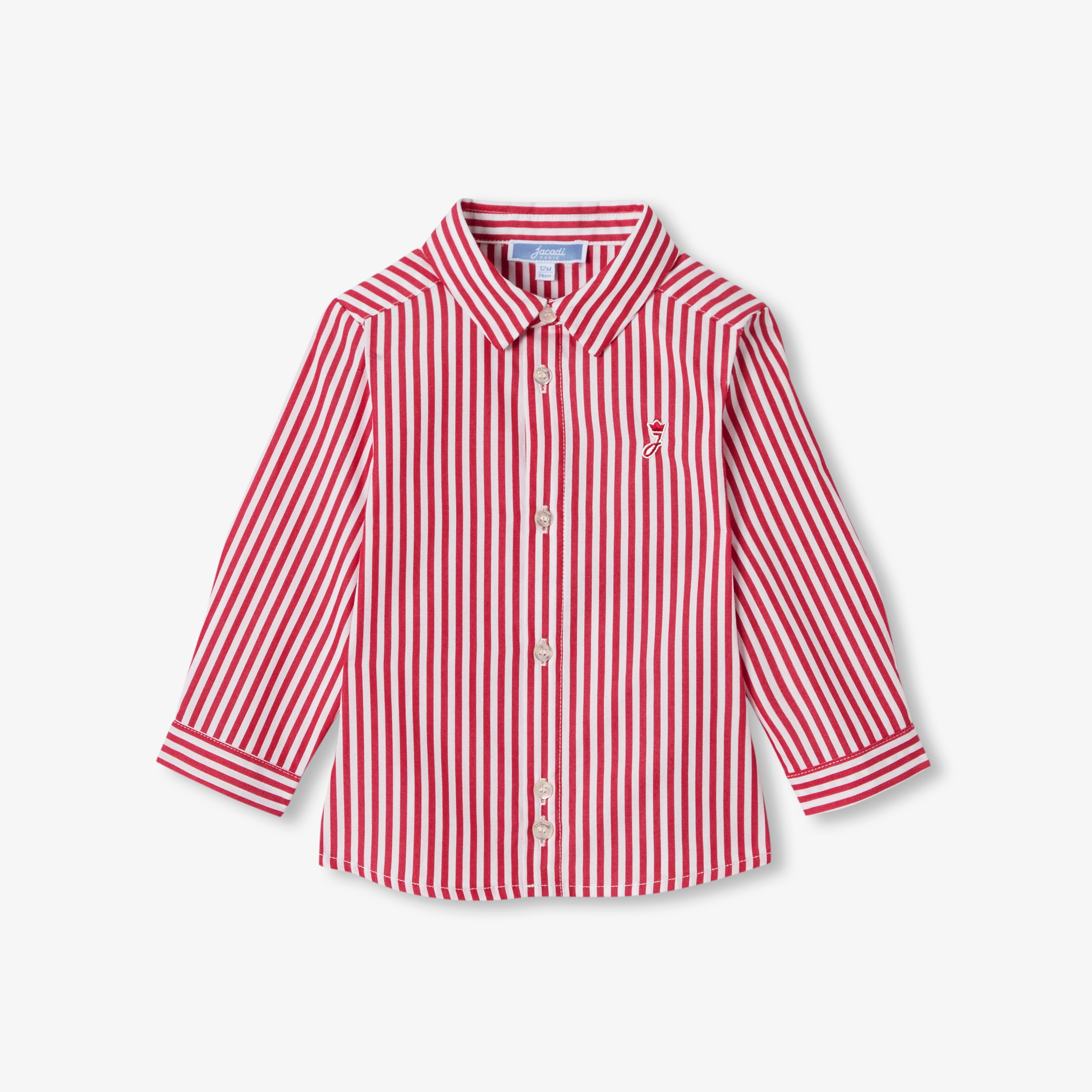 Jacadi - Camisa em popelina bebé menino às riscas - BRANCO/VERMELHO