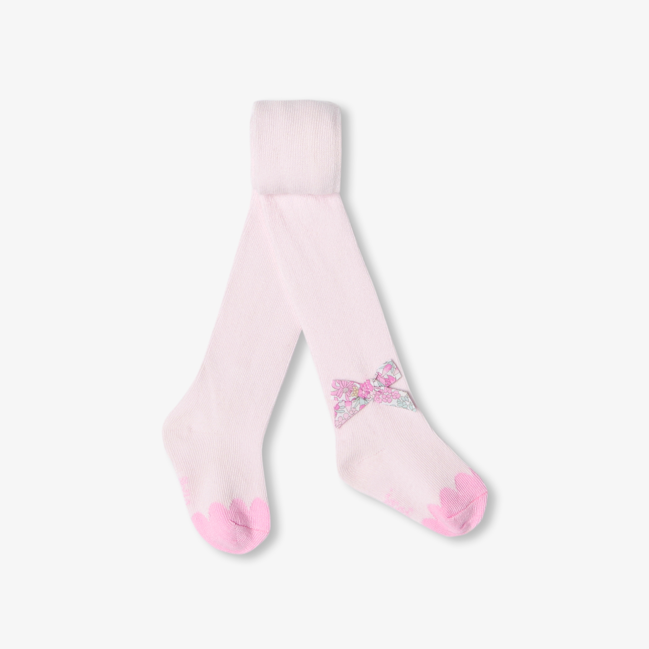 Jacadi - Collants para bebé menina com laço em tecido Liberty - ROSA PÁLIDO JACADI - Presente de nascimento ideal