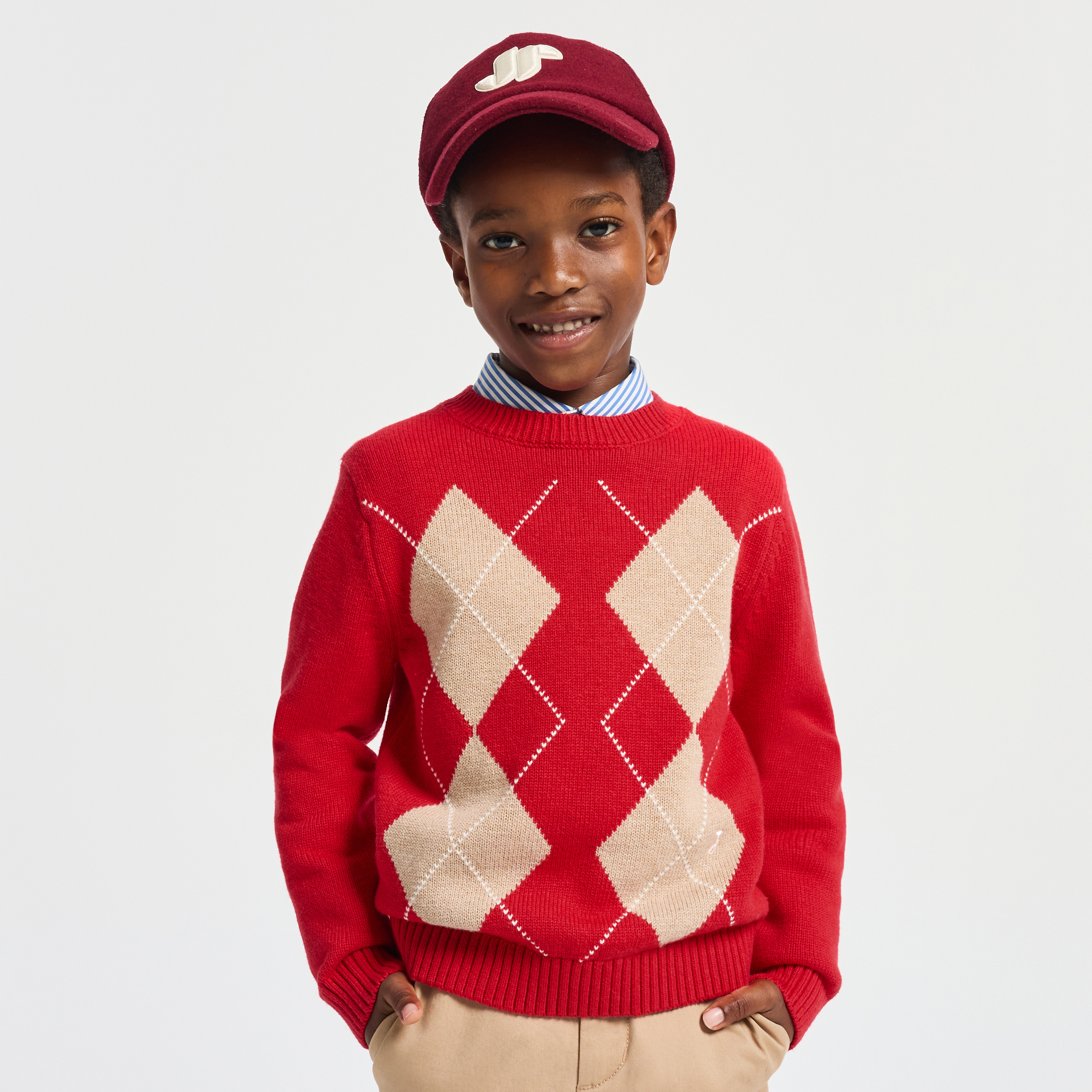 Jacadi - Camisola menino jacquard argyle - VERMELHO/MÚLTICO