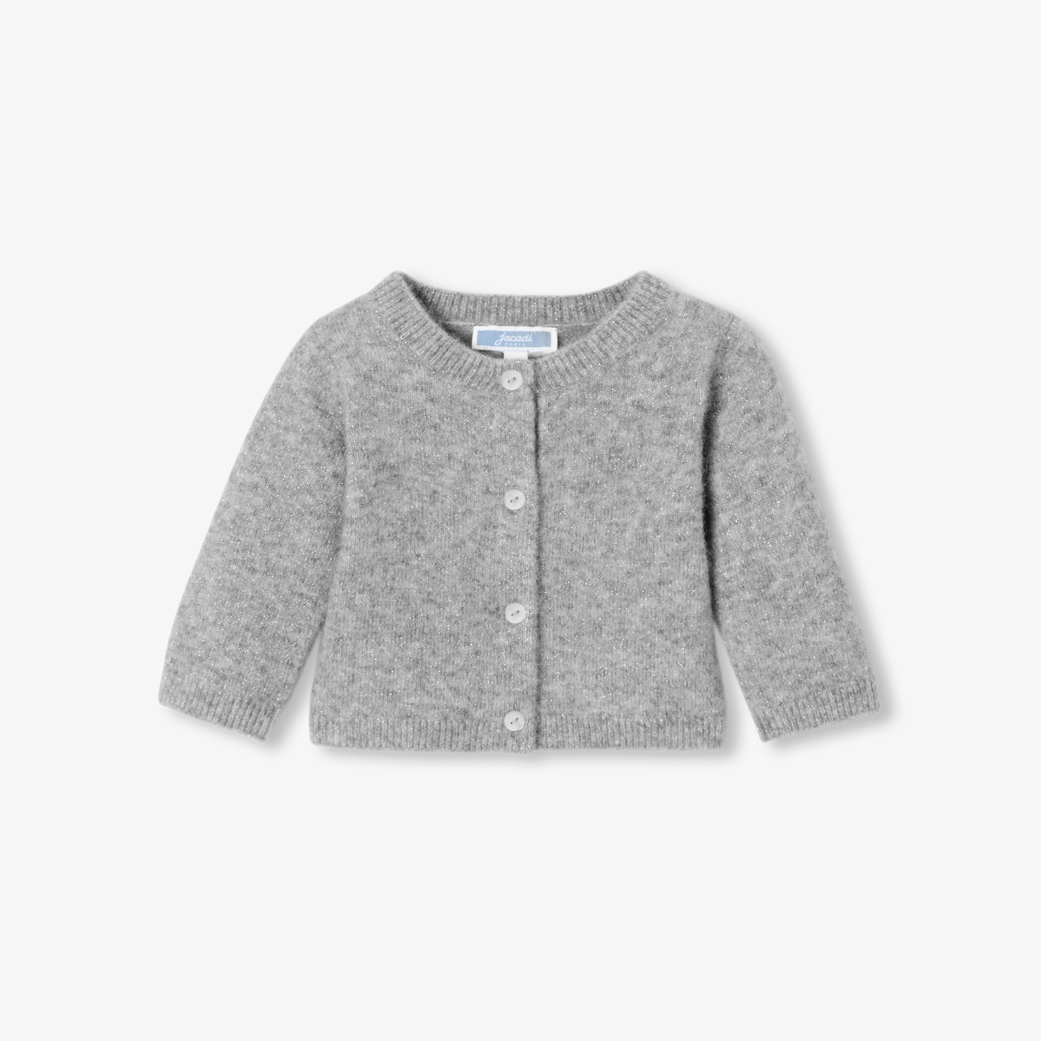 Jacadi - Cardigan para bebé menina em malha fofa - CINZENTO CLARO MESCLADO JACADI - Presente de nascimento ideal