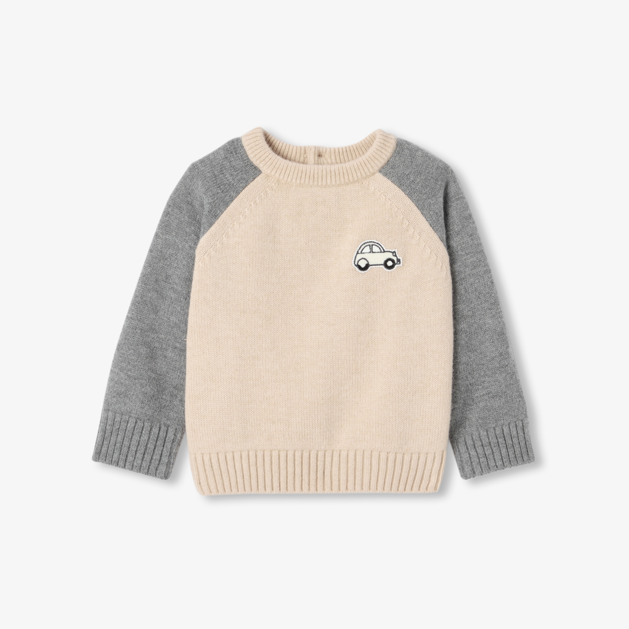 Jacadi - Camisola bebé menino em malha de blocos de cores - CINZENTO/BRUTO