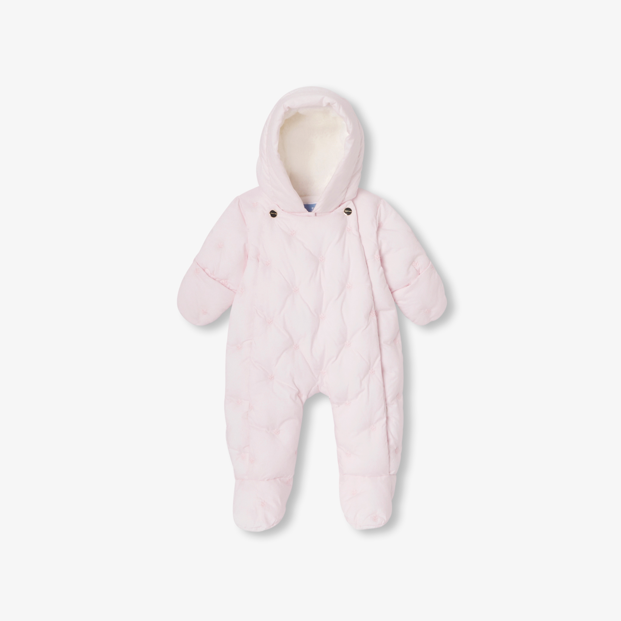 Jacadi - Macacão integral para bebé menina em popelina bordada - ROSA PÁLIDO JACADI